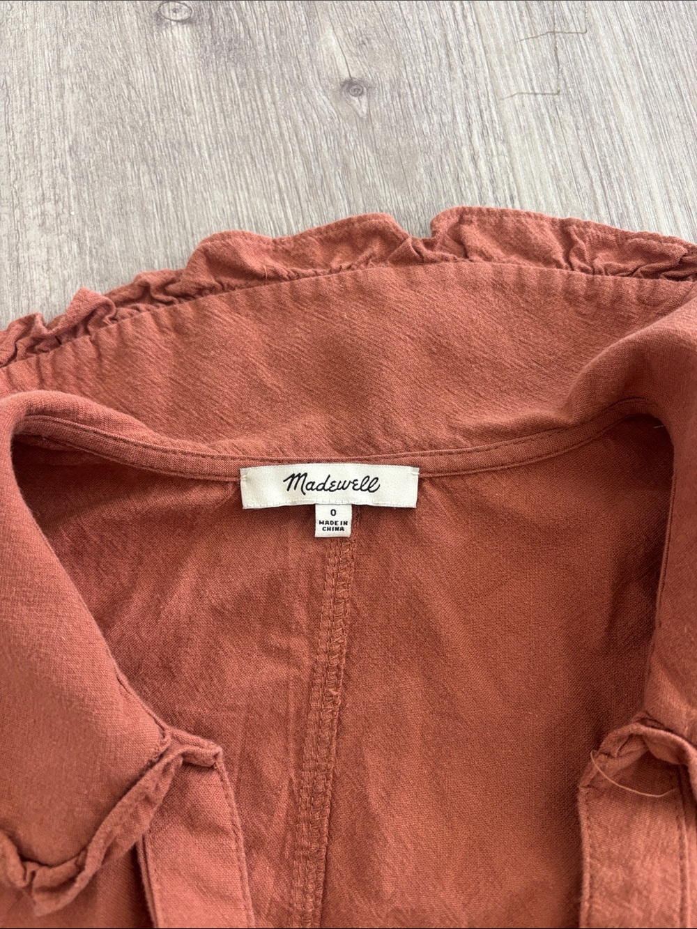 Madewell Rust Ruffle Collar Button-Down Shirt - Picture 2 of 2